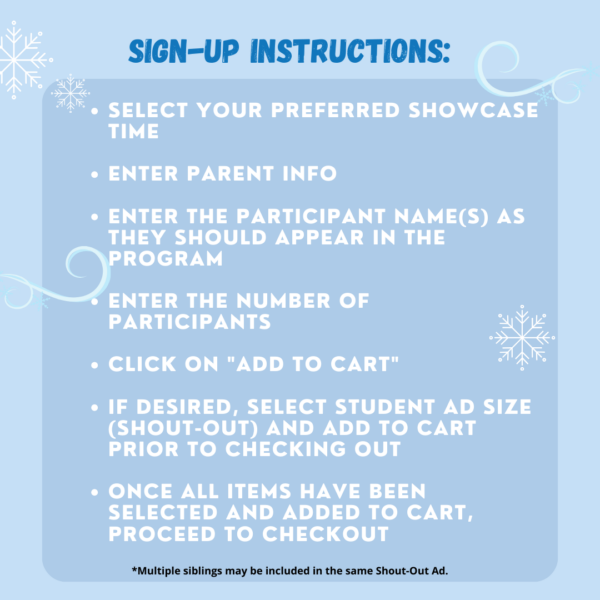 Winter Showcase sign-up instructions